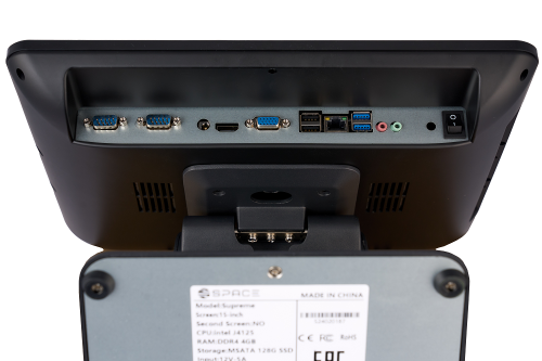 Сенсорный моноблок Space Supreme 15", Intel Celeron J4125, RAM 4 Gb / SSD 128 Gb, без ОС, черный