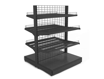 Стеллаж островной с сетчатой задней стенкой 1650х970х400/400/300